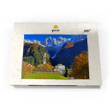 Bergdorf Soglio mit Dorfkirche, Engadin, Kanton Graubünden, Schweiz 1000 Puzzle Schachtel Ansicht3