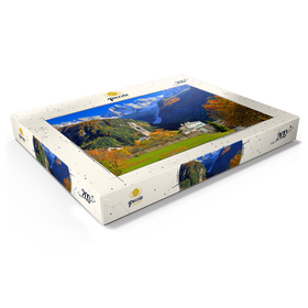 Alternative Darstellung des Puzzle-Motivs Bergdorf Soglio mit Dorfkirche, Engadin, Kanton Graubünden, Schweiz – Puzzleteile: 200