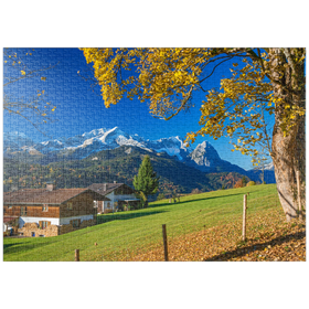 Darstellung des Puzzle-Motivs Blick von der Pfeiffer-Alm zur Zugspitzgruppe, Garmisch-Partenkirchen – Puzzleteile: 1000
