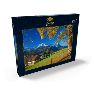 Blick von der Pfeiffer-Alm zur Zugspitzgruppe (2962m), Garmisch-Partenkirchen 100 Puzzle Schachtel Ansicht2