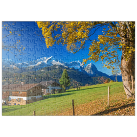 Darstellung des Puzzle-Motivs Blick von der Pfeiffer-Alm zur Zugspitzgruppe, Garmisch-Partenkirchen – Puzzleteile: 200