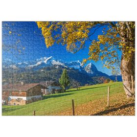 Darstellung des Puzzle-Motivs Blick von der Pfeiffer-Alm zur Zugspitzgruppe, Garmisch-Partenkirchen – Puzzleteile: 500