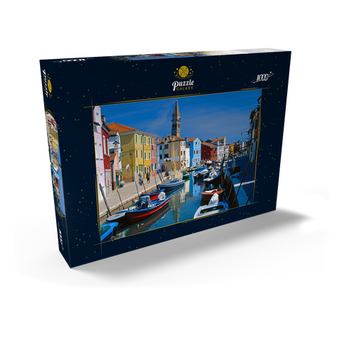 Kanal mit Pfarrkirche, Insel Burano bei Venedig, Venetien, Italien 1000 Puzzle Schachtel Ansicht2