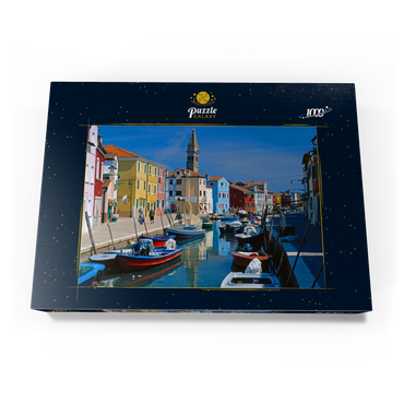 Kanal mit Pfarrkirche, Insel Burano bei Venedig, Venetien, Italien 1000 Puzzle Schachtel Ansicht3