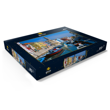 Kanal mit Pfarrkirche, Insel Burano bei Venedig, Venetien, Italien 100 Puzzle Schachtel Ansicht1