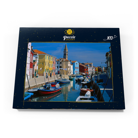 Kanal mit Pfarrkirche, Insel Burano bei Venedig, Venetien, Italien 100 Puzzle Schachtel Ansicht3
