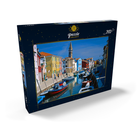 Kanal mit Pfarrkirche, Insel Burano bei Venedig, Venetien, Italien 200 Puzzle Schachtel Ansicht2