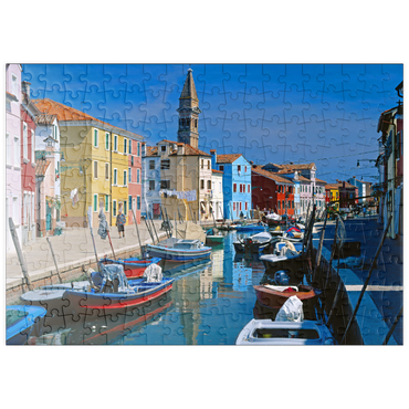 puzzleplate Kanal mit Pfarrkirche, Insel Burano bei Venedig, Venetien, Italien 200 Puzzle