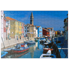 Darstellung des Puzzle Motivs Kanal mit Pfarrkirche, Insel Burano bei Venedig, Venetien, Italien - Puzzleteile: 200