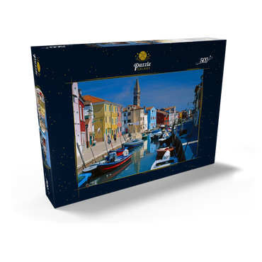 Kanal mit Pfarrkirche, Insel Burano bei Venedig, Venetien, Italien 500 Puzzle Schachtel Ansicht2