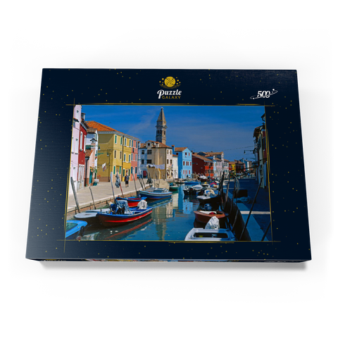 Kanal mit Pfarrkirche, Insel Burano bei Venedig, Venetien, Italien 500 Puzzle Schachtel Ansicht3