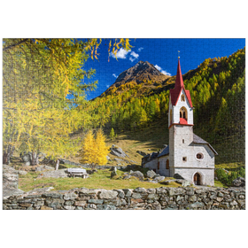 Darstellung des Puzzle-Motivs Heilig-Geist-Kirche, 15. Jahrhundert, Kasern, Ahrntal, Trentino-Südtirol – Puzzleteile: 1000