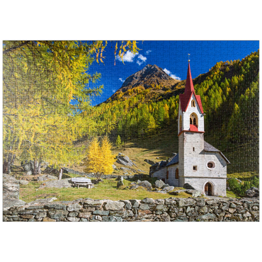 puzzleplate Heilig-Geist-Kirche, 15. Jahrhundert, Kasern, Ahrntal, Trentino-Südtirol 1000 Puzzle