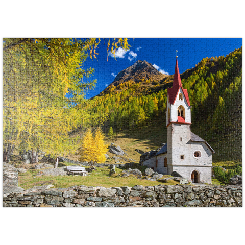 puzzleplate Heilig-Geist-Kirche, 15. Jahrhundert, Kasern, Ahrntal, Trentino-Südtirol 1000 Puzzle