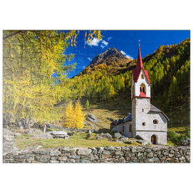 Darstellung des Puzzle Motivs Heilig-Geist-Kirche, 15. Jahrhundert, Kasern, Ahrntal, Trentino-Südtirol - Puzzleteile: 100