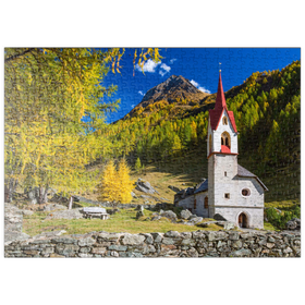 Darstellung des Puzzle Motivs Heilig-Geist-Kirche, 15. Jahrhundert, Kasern, Ahrntal, Trentino-Südtirol - Puzzleteile: 500