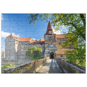 puzzleplate Wenzelschloss auf einer Insel in der Pegnitz im Nürnberger Land 100 Puzzle