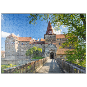 Darstellung des Puzzle-Motivs Wenzelschloss auf einer Insel in der Pegnitz im Nürnberger Land – Puzzleteile: 200