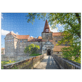 Darstellung des Puzzle-Motivs Wenzelschloss auf einer Insel in der Pegnitz im Nürnberger Land – Puzzleteile: 500