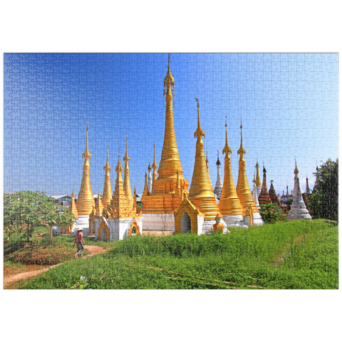 puzzleplate Stupas in der Klosteranlage von Ywama am Inle See, Myanmar 1000 Puzzle