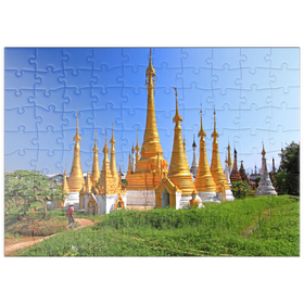 Darstellung des Puzzle Motivs Stupas in der Klosteranlage von Ywama am Inle See, Myanmar - Puzzleteile: 100