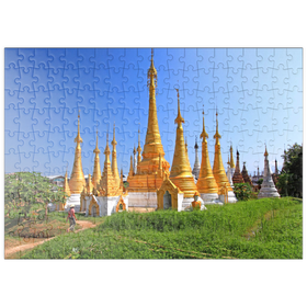 Darstellung des Puzzle-Motivs Stupas in der Klosteranlage von Ywama am Inle See, Myanmar – Puzzleteile: 200
