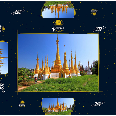 Stupas in der Klosteranlage von Ywama am Inle See, Myanmar 200 Puzzle Schachtel 3D Modell