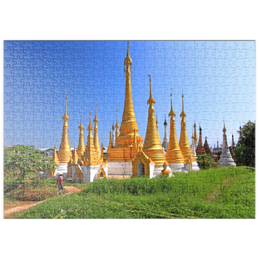 puzzleplate Stupas in der Klosteranlage von Ywama am Inle See, Myanmar 500 Puzzle