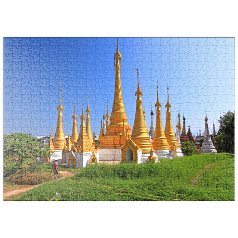 puzzleplate Stupas in der Klosteranlage von Ywama am Inle See, Myanmar 500 Puzzle