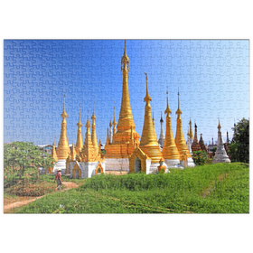 Darstellung des Puzzle Motivs Stupas in der Klosteranlage von Ywama am Inle See, Myanmar - Puzzleteile: 500