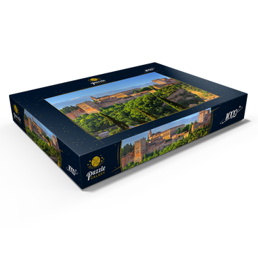 Blick zur Alhambra gegen die Sierra Nevada, Granada, Andalusien, Spanien 1000 Puzzle Schachtel Ansicht1
