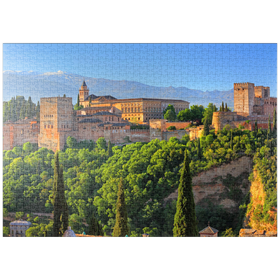Darstellung des Puzzle-Motivs Blick zur Alhambra gegen die Sierra Nevada, Granada, Andalusien, Spanien – Puzzleteile: 1000