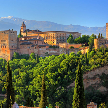 Blick zur Alhambra gegen die Sierra Nevada, Granada, Andalusien, Spanien 1000 Puzzle 3D Modell