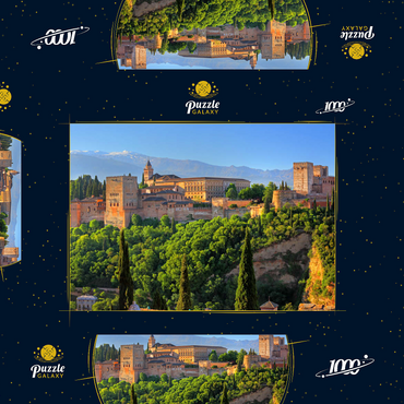 Blick zur Alhambra gegen die Sierra Nevada, Granada, Andalusien, Spanien 1000 Puzzle Schachtel 3D Modell