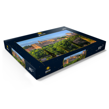 Blick zur Alhambra gegen die Sierra Nevada, Granada, Andalusien, Spanien 100 Puzzle Schachtel Ansicht1