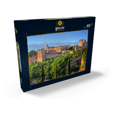 Blick zur Alhambra gegen die Sierra Nevada, Granada, Andalusien, Spanien 100 Puzzle Schachtel Ansicht2