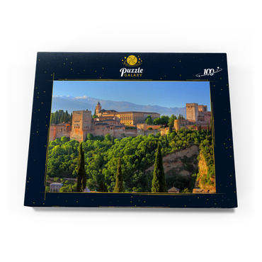 Blick zur Alhambra gegen die Sierra Nevada, Granada, Andalusien, Spanien 100 Puzzle Schachtel Ansicht3