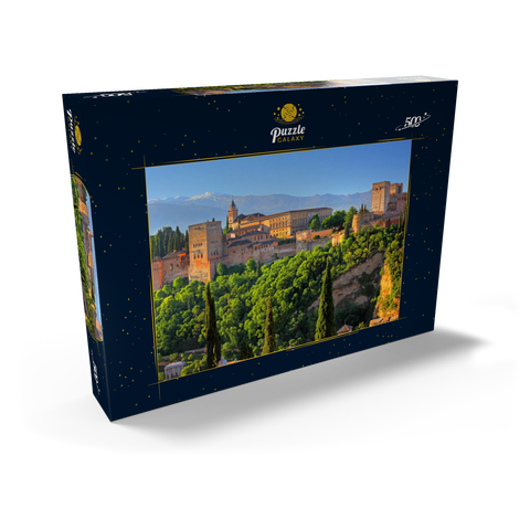 Blick zur Alhambra gegen die Sierra Nevada, Granada, Andalusien, Spanien 500 Puzzle Schachtel Ansicht2