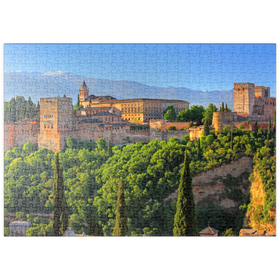 Darstellung des Puzzle-Motivs Blick zur Alhambra gegen die Sierra Nevada, Granada, Andalusien, Spanien – Puzzleteile: 500