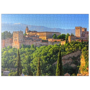 puzzleplate Blick zur Alhambra gegen die Sierra Nevada, Granada, Andalusien, Spanien 500 Puzzle