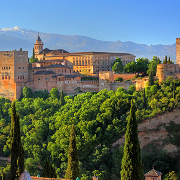Blick zur Alhambra gegen die Sierra Nevada, Granada, Andalusien, Spanien 500 Puzzle 3D Modell