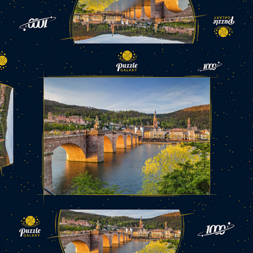 Heidelberger Schloss und Alte Brücke über den Neckar am frühen Morgen 1000 Puzzle Schachtel 3D Modell