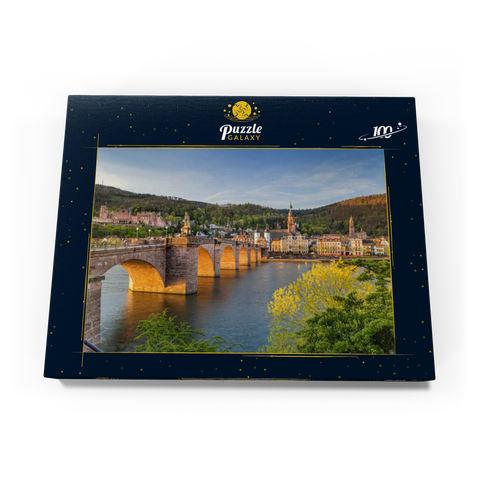 Heidelberger Schloss und Alte Brücke über den Neckar am frühen Morgen 100 Puzzle Schachtel Ansicht3