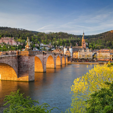 Heidelberger Schloss und Alte Brücke über den Neckar am frühen Morgen 200 Puzzle 3D Modell