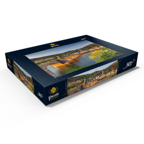 Darstellung des Puzzle Motivs Heidelberger Schloss und Alte Brücke über den Neckar am frühen Morgen - Puzzleteile: 500