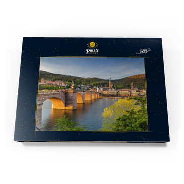 Heidelberger Schloss und Alte Brücke über den Neckar am frühen Morgen 500 Puzzle Schachtel Ansicht3