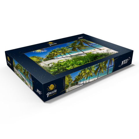 Palmenstrand am Crown Beach Resort bei Arorangi, Insel Rarotonga, Cook Islands, Südsee 1000 Puzzle Schachtel Ansicht1