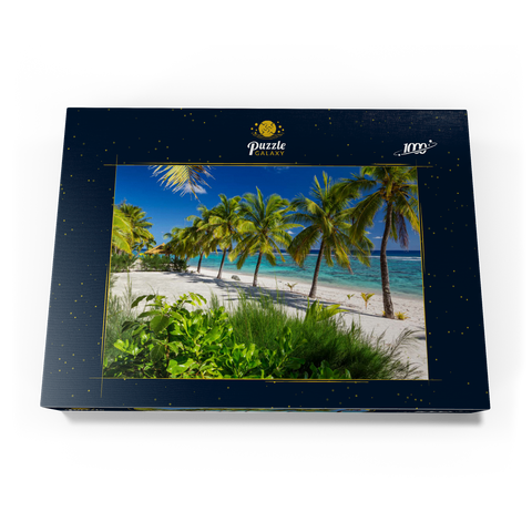 Palmenstrand am Crown Beach Resort bei Arorangi, Insel Rarotonga, Cook Islands, Südsee 1000 Puzzle Schachtel Ansicht3