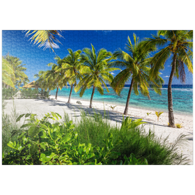 Darstellung des Puzzle-Motivs Palmenstrand am Crown Beach Resort bei Arorangi, Insel Rarotonga, Südsee – Puzzleteile: 1000