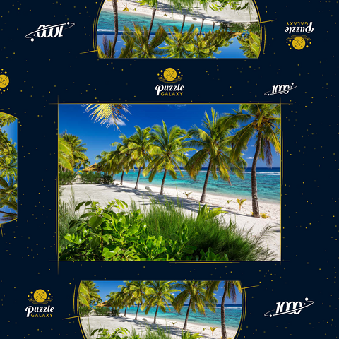 Palmenstrand am Crown Beach Resort bei Arorangi, Insel Rarotonga, Cook Islands, Südsee 1000 Puzzle Schachtel 3D Modell